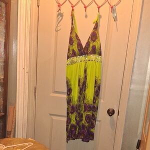 Magic Yellow and Purple Backless Dress